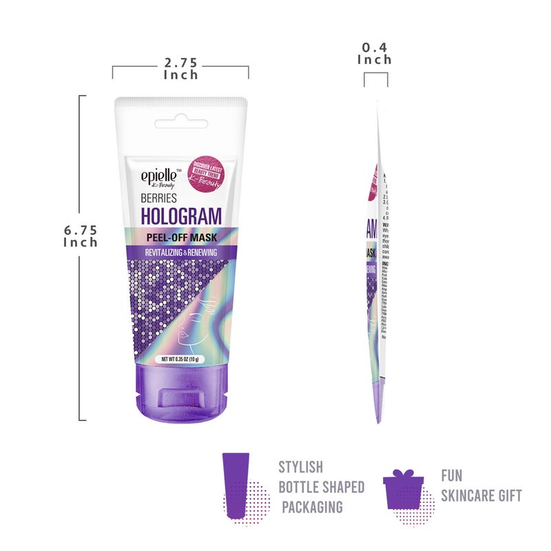 Epielle Hologram Glitter Peel-Off Face Masks - Toning & Calming | 8 Variety Pack Single-Use Testers | Gift Set, Spa Gift | Korean Skincare - Image 2